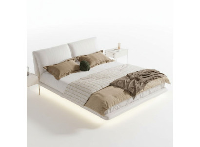 Witte slaapkamer bed ontwerper textielbedden luxe houten tweepersoonsbedden