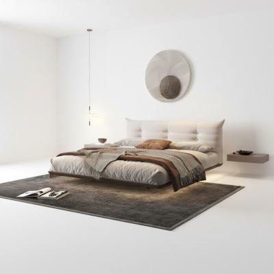Witte slaapkamer bed ontwerper wandbed LED bedden houten frame meubels.
