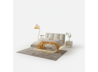 Slaapkamer houten frame meubels Wit tweepersoonsbed Leren bedden Stoffen bedden
