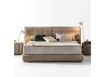 Beige tweepersoonsbed slaapkamer meubels Modern bed Luxe houten frame.