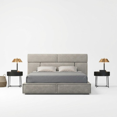 Grijs tweepersoonsbed ontwerp bedden slaapkamer meubels leren bed houten frame