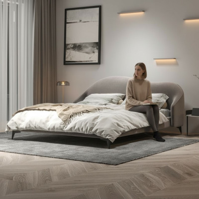 Grijs textielbed Slaapkamer Bedden Luxe Tweepersoonsbedden Stijlvol Meubilair