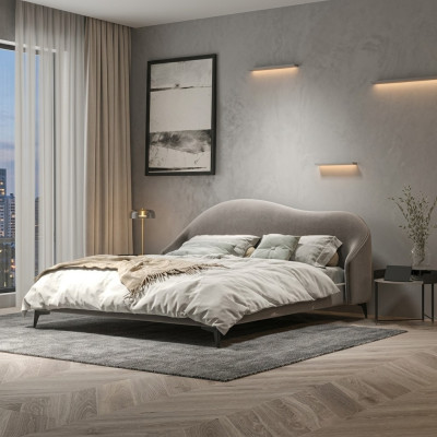 Grijs textielbed Slaapkamer Bedden Luxe Tweepersoonsbedden Stijlvol Meubilair
