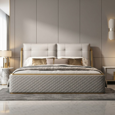 Ontwerper Wit Slaapkamer Bed Luxe Tweepersoonsbedden Houten Frame Modern