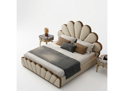 Moderne beige slaapkamer bed kunstleer tweepersoonsbed designbedden