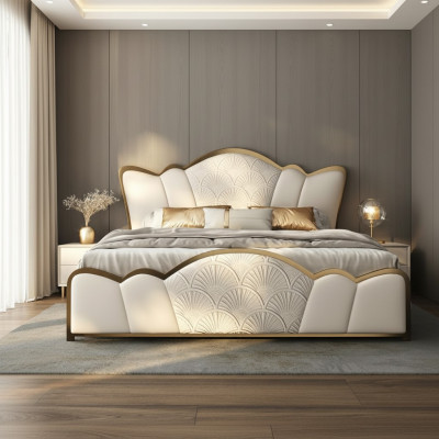 Slaapkamer Meubel Stijlvol Wit Tweepersoonsbed Moderne Leren Bedden