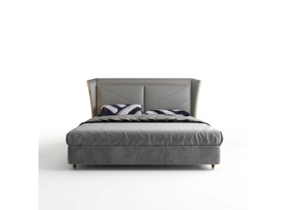 Grijze slaapkamer dubbel bed designer bedden houten frame leren bedden