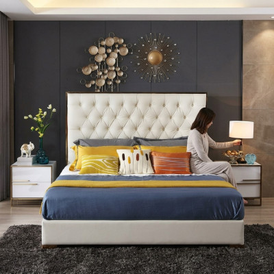 Wit Chesterfield Groot Bed Slaapkamer Meubels Ontwerpersbedden Nieuw