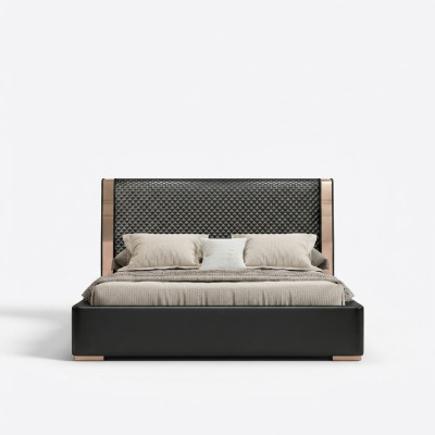 Slaapkamer bedden Grijze leren bed Moderne meubels Houten bedframe Bedden