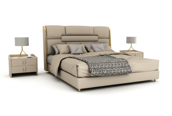 Slaapkamer meubels Ontwerper Bed Houten frame Tweepersoonsbed Moderne bedden