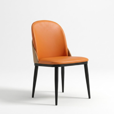 Oranje stoel eetkamer meubel ontwerper fauteuil hout textiel stoelen