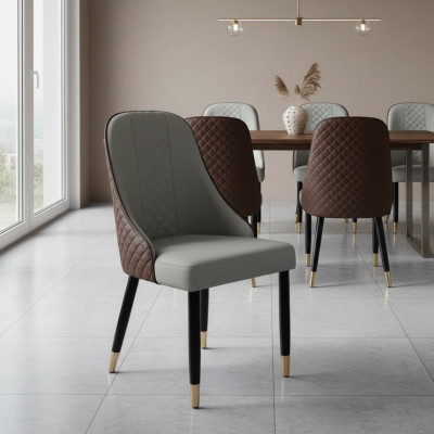 Zwarte-grijze eetkamerstoel Luxe eetkamermeubelen Houten stoelen Nieuw