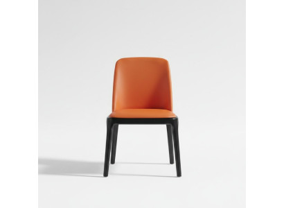Oranje-zwarte eetkamerstoel Stijlvolle fauteuils Moderne houten stoel