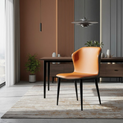 Zwart-oranje eetkamerstoel ontwerper stoelen moderne fauteuils nieuw