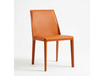 Oranje kunstlederen eetkamerstoel Moderne stoelen Houten frame Nieuw