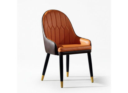 Bruin-oranje eetkamerstoelen Ontwerper houten stoelen Moderne leunstoel