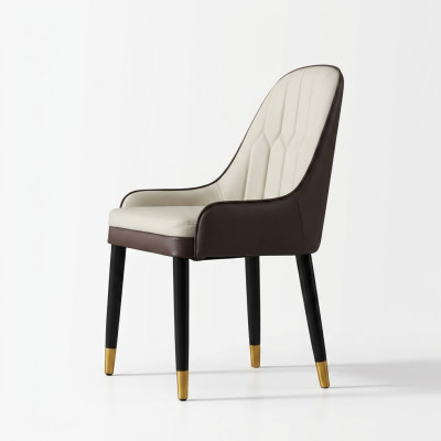 Zwart-witte eetkamerstoel ontwerp kunstleren stoelen moderne houten stoelen.