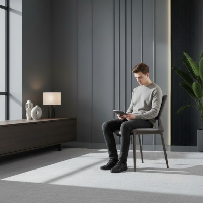 Grijze eetkamerstoel designer 1-zits luxe fauteuils Eenpersoons Nieuw