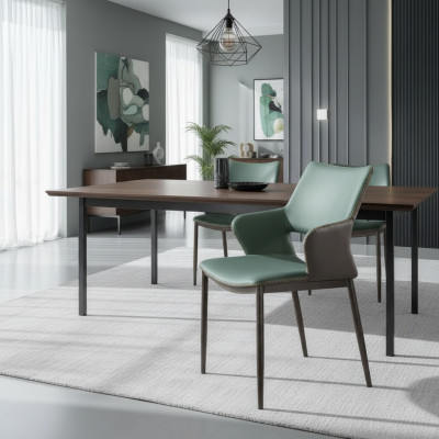Bruin-groene houten eetkamerstoelen Ontwerper houten stoel Moderne leunstoelen