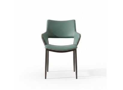 Bruin-groene houten eetkamerstoelen Ontwerper houten stoel Moderne leunstoelen
