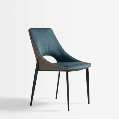 Blauwe kunstleren stoel textiel eetkamer zitmeubelen gestoffeerde stoelen 1-zits.