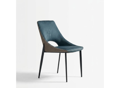 Blauwe kunstleren stoel textiel eetkamer zitmeubelen gestoffeerde stoelen 1-zits.