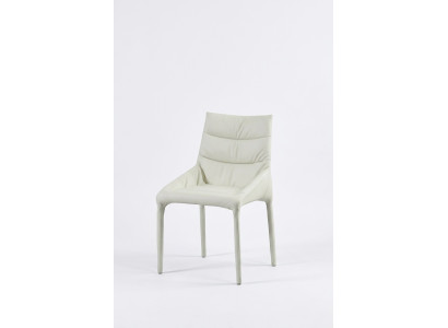 Eetkamer Witte eenzitter designerstoel houten frame armstoelen