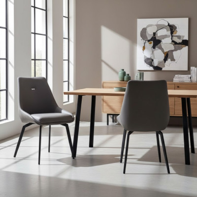 Moderne grijze eetkamerstoel houten metalen stoelen ontwerpleunstoelen