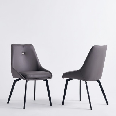 Moderne grijze eetkamerstoel houten metalen stoelen ontwerpleunstoelen
