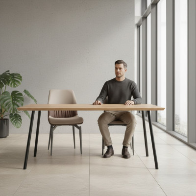 Beige eenzitsstoelen zonder armleuningen eetkamerstoelen keukenmeubels