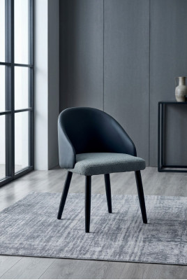 Blauw-grijze eenzitter luxe eetkamerstoelen design eetkamerstoelen