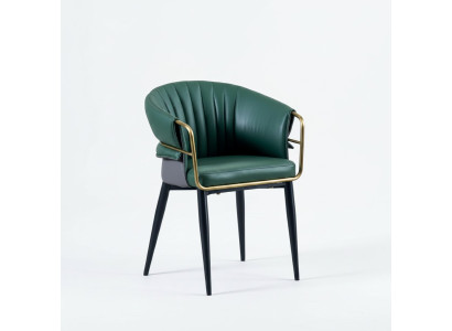 Groene eetkamerstoel ontwerper houten poten kunstleren stoelen roestvrijstalen meubels