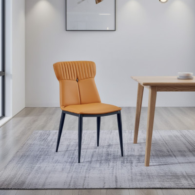 Bruine eetkamerstoelen Designer kunstleer Eenpersoons Luxe houten stoelen