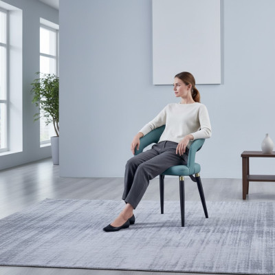 Blauwe eetkamerstoel Luxe 1-zits Stijlvolle EInsitzer houten stoelen