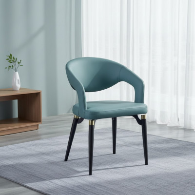 Blauwe eetkamerstoel Luxe 1-zits Stijlvolle EInsitzer houten stoelen