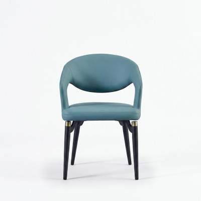 Blauwe eetkamerstoel Luxe 1-zits Stijlvolle EInsitzer houten stoelen