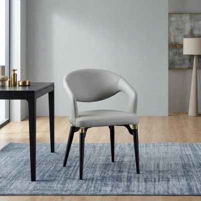 Witte eetkamer leren stoel Stijlvolle eenzitter Modern houten frame