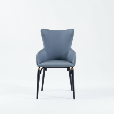 Blauwe eetkamerstoel bekleding Moderne fauteuil Ontwerper leren stoel