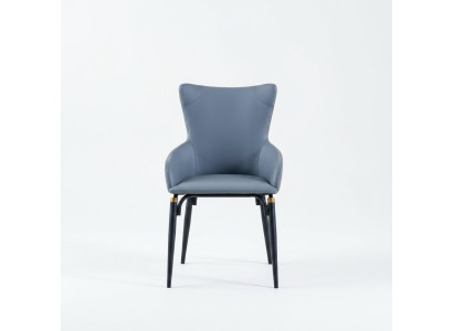 Blauwe eetkamerstoel bekleding Moderne fauteuil Ontwerper leren stoel
