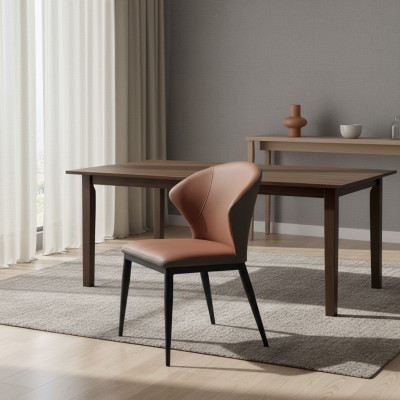 Eetkamer Zwarte-Bruine Stoel Textiel Eenpersoons Designer Fauteuils
