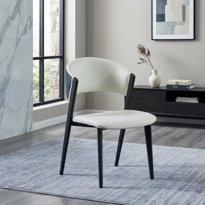 Witte eetkamerstoel Luxe textiel Eenzitter leren stoelen Houten frame