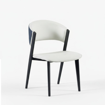 Witte eetkamerstoel Luxe textiel Eenzitter leren stoelen Houten frame