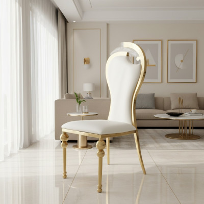 Klassieke eetkamerstoel wit met gouden bekleding houten stoelen nieuw