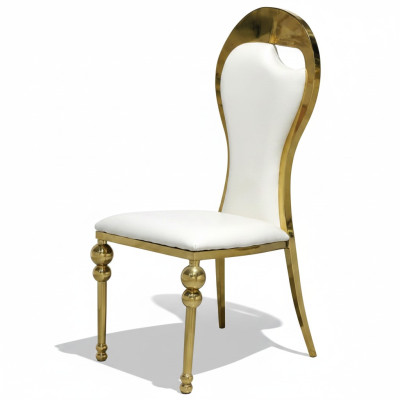 Klassieke eetkamerstoel wit met gouden bekleding houten stoelen nieuw