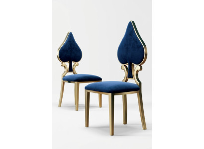 Blauw gouden eetkamerstoel Moderne eenzitter Gestoffeerde en houten stoelen