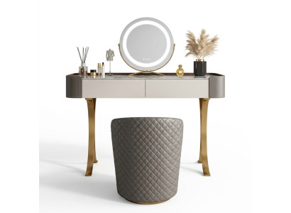 Beige make-uptafel, designer kaptafels, luxueuze laden, houten meubels.