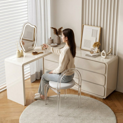 Witte kaptafel Moderne make-uptafel Hoek kaptafel Laden