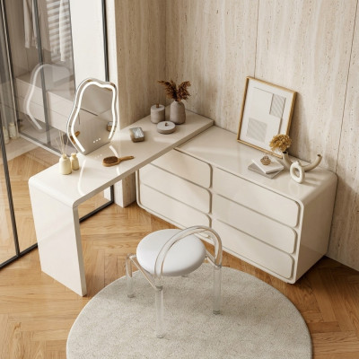 Witte kaptafel Moderne make-uptafel Hoek kaptafel Laden