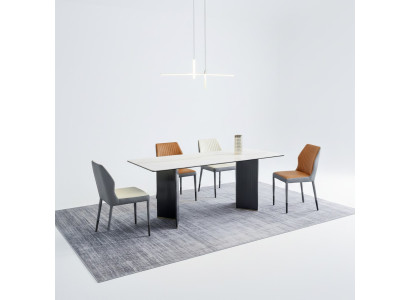 Witte tafelblad Ontwerper eetkamer meubilair 4x Kunstleren Stoelen Luxe Set