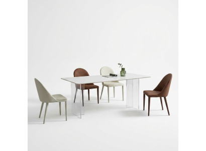 Witte eettafel Eettafel 6x stoelen Designer fauteuil 7-delige set